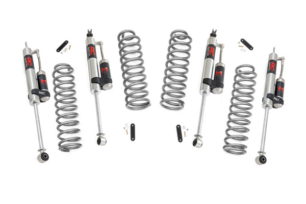 Elevate your Jeep's off-road game and style with Rough Country's 2.5" Suspension Lift Kit. Perfect for larger wheels and tires, this kit enhances your vehicle's ground clearance and gives it a rugged, attention-grabbing look on and off the trail.Lifted Front & Rear Coil Springs: Achieve a taller stance while maintaining factory-like ride quality. These coil springs are tuned to the OEM spring rate for smooth handling whether you're tackling rocky terrain or cruising highways.Custom Shock Options: Select from nitrogen-charged N3 shocks, V2, M1 Monotube, or premium M1R shocks for a ride tailored to your off-road needs and preferences.Easy Installation: Designed for straightforward installation, this kit includes everything you need for a seamless upgrade.Built to Last: With Rough Country's Limited Lifetime Replacement Guarantee, this suspension lift kit is built to endure the toughest trails and environments.Upgrade your Jeep today and experience superior off-road capability and unmatched style with Rough Country's 2.5" Suspension Lift Kit!