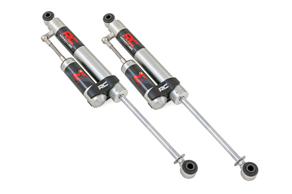 Unmatched Control. Maximum Performance: Rough Country's M1R Monotube Shocks with External Reservoir deliver the perfect blend of control, comfort, and endurance. Designed to handle the harshest terrains and heaviest loads, the M1R ensures your ride performs at its peak, on or off the road.Built for Heat, Engineered for Pressure: Featuring an advanced 46mm monotube design and external reservoir, the M1R delivers faster heat dissipation and fade-free performance in any environment. An internal floating piston separates oil and gas for consistent damping, even during extreme use.Precision Performance and Comfort: With a 2-inch digressive piston and self-adjusting deflective-disc valving, the M1R adapts to changing terrains on the fly, giving you superior handling and ride quality. Whether cruising pavement or crawling trails, experience control without compromise.Unyielding Strength, Built to Last: From the 2-inch seamless extruded body to the 16mm case-hardened, chromed rod, every component is crafted for extreme durability. The galvanized zinc finish protects against corrosion, while natural rubber bushings minimize noise and vibration.Confidence You Can Count On: Backed by Rough Country's 3-year manufacturer's warranty, the M1R is built to go the distance, reliable, rugged, and ready for anything.
