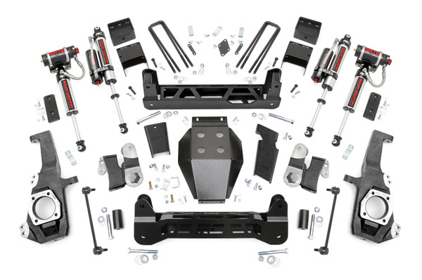 Transform Your HD With Confidence: Upgrade your fourth or fifth-generation Chevy/GMC 2500HD/3500HD with Rough Country's 5-Inch Non-Torsion Drop Suspension Lift Kit. This high-clearance system adds serious attitude and off-road capability to your truck, delivering the height you need to run 35-inch tires, all while maintaining a clean, integrated factory look underneath thanks to its non-torsion drop design.Engineered for a Sleek, Factory-Fit Appearance: Unlike traditional kits that leave torsion bars hanging low and exposed, Rough Country's innovative non-torsion drop design keeps everything tucked up and streamlined. You'll enjoy unmatched ground clearance and a sharp, OEM-style appearance that complements the aggressive stance of your HD truck.Built for Strength and Precision: The kit includes rugged, laser-cut front and rear crossmembers crafted from durable steel for a precise, bolt-on fit. The signature "RC" logo adds a bold touch up front, while the heavy-duty differential skid plate offers extra protection during off-road adventures. Lifted knuckles, rear anti-wrap blocks, and a range of premium shock options, like Rough Country's nitrogen-charged N3s or the high-performance Vertex reservoir, ensure you get the ride feel and handling you demand.Ride Quality You Can Rely On: This lift system retains factory ride comfort and control, keeps axle geometry true to spec, and preserves OEM track width. No drivetrain modifications or differential drilling required, just a clean install and predictable performance, mile after mile.Backed by Rough Country's Limited Lifetime Replacement Guarantee: Drive with peace of mind knowing your lift kit is covered for the long haul.