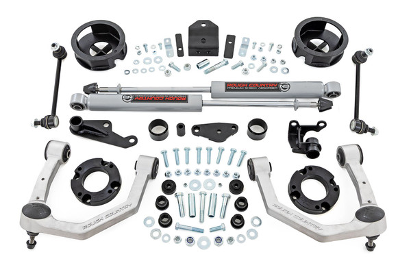 Rough Country's 3.5-Inch Lift Kit for the sixth-generation Toyota 4Runner TRD Offroad is engineered for adventure - whether you're conquering rocky trails, powering through muddy backwoods, or making a bold statement on the road. Elevate your ride with superior suspension, enhanced durability, and a perfectly leveled stance built for anything the trail throws your way.Massive Ground Clearance: Gain 3.5 inches of added height to dominate rough terrain with ease. No more getting hung up on rocks or ruts - just pure off-road performance.Perfectly Balanced Stance: Eliminates the factory rake, leveling the front with the rear for an aggressive, commanding look.Premium Suspension Upgrades: Includes high-quality upper control arms designed to maintain optimal ball joint angles, reducing wear and tear for long-lasting performance.Enhanced Stability & Handling: A rear track bar bracket keeps the rear axle properly centered, improving control on and off the road.Durable & Dependable: Control arms feature rubber bushings for increased longevity and smoother suspension articulation.Hassle-Free Installation: Designed for an easy bolt-on setup - no cutting, no drilling, just a quick and straightforward upgrade.Get ready to push your Toyota 4Runner to new heights with Rough Country's 3.5-Inch Lift Kit - because adventure doesn't wait, and neither should you!