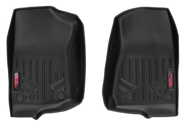 Protect your vehicle's interior with Rough Country's Floor Armor: Crafted from eco-friendly, semi-flexible low-density polyethylene, these mats provide superior durability while maintaining an ultra-durable, rigid shape thatΓÇÖs remarkably easy to clean.Where traditional rubber mats fail, Rough Country's Floor Armor excels. Designed for a lifetime of reliability, they wonΓÇÖt crack, split, or break downΓÇöguaranteeing long-term protection for your carpets. The raised-lip design keeps mud, moisture, and other messes contained, extending the lifespan of your interior while maintaining a spotless, functional look.Each contoured floor mat is laser-measured for a perfect fit to your specific make and model, ensuring a secure, custom grip that stays in place. The aggressive textured surface provides superior traction, preventing slipping while offering a rugged, stylish appearance inside your vehicle.No matter what you track in, Rough Country Floor Armor is effortlessly easy to clean. Simply pop them out and rinse away dirt, mud, and spills in seconds. Plus, enjoy peace of mind with Rough Country's Lifetime Replacement Warranty, ensuring youΓÇÖre always covered.