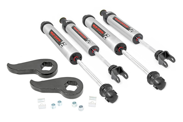 Take your second or third-generation GM HD truck to the next level with Rough CountryΓÇÖs 1.5 - 2-inch Leveling Suspension Kit. Designed to eliminate factory rake, this kit gives your truck a leveled, aggressive look while allowing you to run up to 295/55R20 tires, improving both ground clearance and off-road capability. The easy bolt-on installation requires no cutting or modifications, so you can get back on the road and ready for adventure in no time.Durability Built to Last: At the heart of this leveling kit are forged torsion bar adjuster keys that offer superior strength compared to cast alternatives. Engineered for tough conditions, these keys provide long-lasting performance and are ready to withstand whatever you can dish out. Whether you're hitting the trails or cruising around town, the quality of the components ensures your truck is up for the challenge.Customization for Your Ride Quality: Make the ride your own with configurable shock options to fit your driving needs. Choose from nitrogen-charged N3 shocks for everyday durability, V2 monotube shocks for high-performance handling, or M1 monotube shocks for enhanced performance on rugged terrain. With these customizable options, youΓÇÖre in control of your truck's suspension system, making it easier than ever to get the ride quality you want.Get ready to dominate the road and the trails with Rough CountryΓÇÖs premium leveling kit. Built tough and ready for any challenge, this suspension upgrade will give your truck the stance, performance, and customization options youΓÇÖve been looking for. DonΓÇÖt waitΓÇötake your driving experience to the next level today!