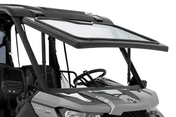 Maximum Durability and Visibility. Say hello to a whole new view with Rough Country's Auto-Tilt Glass Windshield for the Can-Am Defender. With its DOT-approved glass and sturdy construction, this windshield is less likely to crack or break, even when driving through rough terrain. The Auto-Tilt Glass Windshield for Can-Am Defenders is the perfect accessory for your off-road vehicle, giving you unobstructed visibility. Our windshield is built to make your ride safer, so you can focus on the trail ahead.Heavy-Duty Reliability. The Auto-Tilt Windshield is installed in a durable formed frame that fits the contours of your cage and hood perfectly and can withstand all weather conditions. And with weather seal protection, the glass will stay in excellent condition for years to come. It features an easy-to-use rocker switch, so you can open the windshield slightly for minimum airflow or fully open it for maximum airflow. The push-button control with dual linear actuators is so easy to use that you can even adjust mid-ride. The glass is built for long-lasting reliability because the rugged design of your Defender deserves a windshield that is just as tough.Installation.ΓÇ»Our new Auto-Tilt Glass Windshield can be installed on Can-Am Defender models for a clear view and added protection. The windshield comes with the hardware needed for an easy install that includes some minor drilling.Warranty.ΓÇ»Rough Country's Auto-tilt Glass Windshield is backed with a limited lifetime replacement warranty towards manufacturer defects. As such, the product is protected from structural and workmanship damage after the date of purchase. With our industry-leading warranty, give yourself peace of mind when using Rough Country's products!
