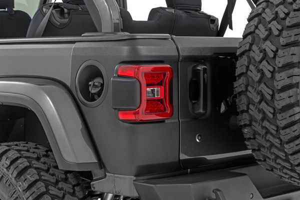 When you're hitting the trails in your JL, the last thing you want is to worry about dings, dents, and scratches on your rear corners. Those tight spots, rocks, and branches can do some real damage. Rough Country Rear Corners are designed to protect your rig from the rough stuff so you can focus on the adventure without any worries.Solid Protection: Built from high-density thermoplastic, our Rear Corners are tough enough to handle whatever the trail throws at you. Keep your rear panels safe from nasty rock hits and rugged trail wear.UV Resistant: Made from high-density thermoplastic that's tough as nails and UV protected to keep it looking fresh even after years of off-road adventures.Quick and Easy Install: No drilling neededΓÇöjust use the included 3M automotive adhesive for a quick install. And if you ever need to go back to stock, they're easy to remove without leaving any damage behind.3-Year Warranty: Built to last, these Rear Corners come with a 3-year limited warranty to back up their durability.These Rear Corners are perfect for anyone who loves pushing their Jeep to the limit but wants to keep it looking good while doing it. Whether youΓÇÖre dodging rocks in Moab or just fending off rogue shopping carts, weΓÇÖve got you covered.