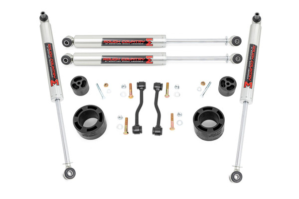 Put the finishing touch on your new Gladiator with enough clearance to easily run 35in tires with Rough CountryΓÇÖs 2.5in Suspension Lift! Crafted especially for the 2024 Jeep Wrangler Gladiator JT, this kit is the ticket to taking your JT to new heights!\
Level Up Your Ride: Say goodbye to that nose-dive look and hello to a sleek, leveled appearance Our lift kit levels the front with the rear, giving your Jeep a rugged stance that can take on any trail.\
Improved Off-Roading Performance: With this 2.5-inch lift kit, you'll get the extra ground clearance you need to tackle the toughest trails without worrying about getting stuck. Our precision-engineered lift kit boosts your clearance giving you the optimal approach, breakover, and departure angles to handle any adventure.\
Ride Improvement: We're not just lifting your Jeep, weΓÇÖre boosting its performance, too! Rough CountryΓÇÖs 2.5in Suspension Lift features a front and rear set of durable coil spacers, shock extensions, sway bar links and bump stops. This kit is designed to simply enhance the factory components, allowing you to retain your brand-new Gladiator shocks and coils to preserve the factory ride just as Jeep engineered it! \
Additional Tire Clearance | Clears up to 35" tires: Who doesn't want bigger, beefier tires? Our lift kit makes room for larger tires (up to 35 inches), giving your Jeep a more aggressive look that will turn heads on and off the road!\
Easy bolt-on installation: No need to break out your toolbox and spend days in the garage. Our lift kit is designed for a hassle-free, bolt-on installation, so you can get back to hitting the trails in no time.
