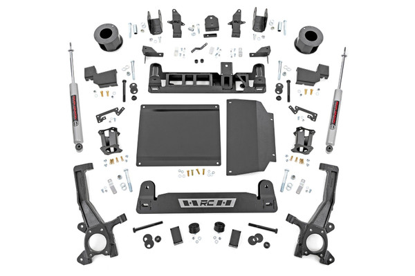 Superior Lift Solution. Looking to add some serious attitude to your third-generation Toyota Tundra? Rough Country's 6-Inch Lift Kit is just what you need. This lift kit gives your Tundra a meaner, lifted, and level stance while providing a smooth ride for unmatched highway and trail performance. It also adds room for larger wheels and tires, so you can make your truck stand out from the crowd. With excellent ride quality and handling characteristics on the road, this lift kit is the perfect way to take your Tundra to the next level.\
High-Quality Construction. Rough Country's 6-Inch Lift Kit for the 2022 Toyota Tundra makes it easy to gain that much-needed ground clearance and run up to a 37" tire for that aggressive look you want! Designed to maintain factory track width and alignment specs, this kit boasts premium components, giving you a higher-quality lift on your Tundra. The high-quality components and a high-clearance design provide the strength, stability, and up-travel you need to conquer almost any terrain.\
Installation and Warranty. Our 6-Inch Lift Kit includes all the hardware you need for installation, including front struts, rear coil springs, and bump stops. Our heavy-duty parts provide the strength, stability, and up-travel you need to conquer almost any terrain. When you purchase a Rough Country product, you get more than a great product at an affordable price. You also get peace of mind knowing that your purchase comes with a limited lifetime replacement warranty for manufacturer defects. With Rough Country's industry-leading warranty, you can be sure that your Rough Country lift kit is protected from structural and workmanship damage after the date of purchase.