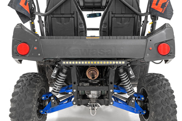 COMMAND THE DARK with Rough CountryΓÇÖs Rear-Facing Lower 20-inch Single-Row LED Kit for Kawasaki Teryx models. This handy solution includes everything you need to upgrade your Teryx with a 20-inch LED light bar mounted under the bed for outstanding illumination in a very convenient location.\
Whether youΓÇÖre off the beaten path at sunset or gathering all your gear before dawn, youΓÇÖll be glad to have access to additional lighting power to tackle the task at hand. This unique lighting solution mounts directly to the bed, moving along with the upwards and downwards along with the dumping cargo bed so you always have proper visibility.\
Rough CountryΓÇÖs all-weather LED lights feature a durable, IP67 Waterproof, die-cast aluminum housing and include a premium wiring harness with toggle switch and in-line fuse. Best of all, this easy-to-install kit features a 100% bolt-on installation procedure allowing you to upgrade your Defender quickly and easily! DonΓÇÖt miss this opportunity to upgrade your UTV with one of the best Kawasaki Teryx┬áAccessories available!