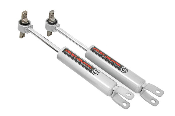 Experience superior ride quality on and off the road with Rough Country's premium N3 shocks!Enhanced Performance: Engineered with 10-stage variable valving, these shocks provide precise damping control for a smooth highway ride and confident off-road handling.Reliable Durability: The high-pressure nitrogen charge ensures consistent performance, while the durable 18mm chromed hardened piston rod resists corrosion and enhances longevity.Superior Cooling Efficiency: A robust 54mm shock body dissipates heat faster, preventing shock fade during intense use.Built to Last: With an impressive 36kN tensile strength, these shocks are designed to endure heavy impacts and challenging terrain.All-Weather Reliability: Military-spec fluid rated to -40 degrees celsius ensures dependable performance in extreme conditions.Smooth and Quiet Ride: Natural rubber bushings absorb vibrations and minimize road noise for improved comfort.Sleek and Durable Finish: Finished in an eye-catching metallic silver paint for added corrosion resistance and a stylish touch.Backed by Rough Country's 3-year Manufacturer's Warranty for peace of mind.