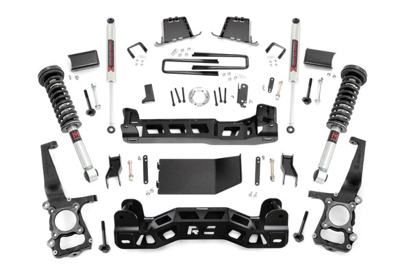 Commanding Lift, Premium Ride: Transform the look and capability of your 2011-2013 Ford F-150 with Rough Country's 6-Inch Lift Kit. Engineered to deliver a bold, leveled stance, this kit not only increases ground clearance for rugged off-road performance but also makes room for larger tires and wheels. Whether you're cruising the highway or tackling backcountry trails, enjoy a smooth, confident ride with enhanced control and presence.Engineered for Strength and Stability: Built for serious performance, this kit features heavy-duty lifted knuckles, durable strut spacers, or your choice of lifted struts, all designed to maintain proper suspension geometry. Differential and sway-bar drop brackets, along with brake line extensions and a driveshaft spacer, ensure everything stays at factory-like angles. Massive 1/4-inch thick front and rear crossmembers offer uncompromised strength, laser-cut with the RC logo for a clean, aggressive look.Advanced Rear Block Design: Rough Country's 4-inch fabricated rear blocks are stronger and longer-lasting than traditional cast versions. Specially engineered anti-axle wrap blocks eliminate common lift-related issues while maintaining stock ride comfort. You get durability and drivability in one rugged package.Tailored Ride Performance: This kit includes Rough Country's premium N3 shocks-10-stage variable valving, nitrogen-charged for the perfect fusion of off-road performance and on-road comfort. Want more? It's fully configurable with Rough Country's full lineup of shocks and struts, including the high-performance Vertex reservoir upgrade.Limited Lifetime Replacement Warranty. Rough Country's 6" Lift Kit is backed with a limited lifetime replacement warranty for manufacturer defects. As such, the product is protected from structural and workmanship damage after the date of purchase. With our industry-leading warranty, give yourself peace of mind when using Rough Country's Suspension products!