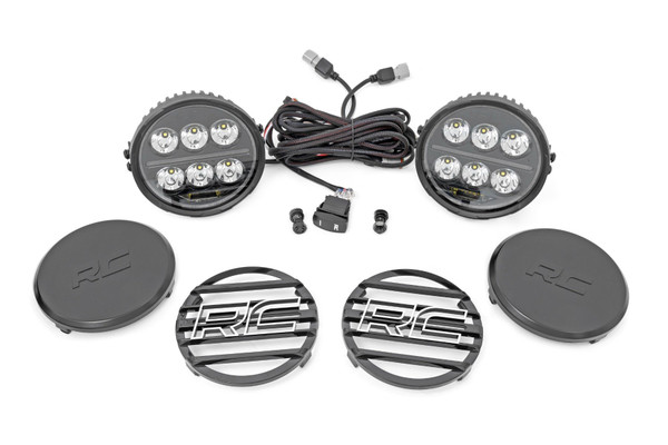 Upgrade your Lighting. Introducing Rough Country's 6.5-inch Round LEDs with DRL ΓÇô a bold, powerful way to upgrade your vehicleΓÇÖs lighting. With a spot and flood beam combo, you can experience long-distance illumination that enhances visibility when you need it most. The LEDs provide an impressive 14040 lumens at 156 watts, which is bright enough to power through areas with little or no light! Whether it's night or day, foggy or rainy, you can rely on Rough Country's 6.5-in Round LEDs to provide the lighting you need to command the dark. Upgrade your vehicle today with this powerful, long-distance lighting solution that never fails to deliver top performance when you need it the most.Reliable Durability. This product takes lighting to the next level with its stylish, durable die-cast aluminum housing and IP67 Waterproof rating. It can handle any weather conditions, thanks to its Moisture Breather Technology. But that's not all: you'll get incredible lighting power from these lights! Each light contains 66 amber and cool white DRLs, six 10w spot beam LEDs, and six 3w flood beam LEDs, giving you ultimate high-powered LEDsΓÇöso you'll always have a clear view of the road ahead!Installation and Warranty. Rough Country's 6.5-in Round LED lights are sold in pairs, so you can trek through any terrain no matter how dark the night may seem! They come with a wiring harness and a Triple-function rocker switch so you can easily control your lights. Our lights are easy to install, making sure youΓÇÖre well prepared for your night-time excursions. We back our lights with our limited lifetime replacement warranty towards manufacturer defects, so you can relax knowing that your expeditions are safe in the hands of Rough Country's LED technology!