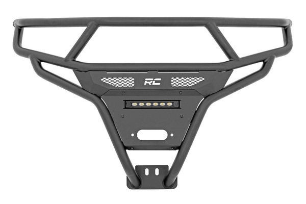 Ride in confidence.ΓÇ»Looking for a way to protect the front end of your Polaris RZR XP? Rough Country's Polaris RZR Front Tubular Bumper has you covered. Once installed, this bumper not only protects your lights and plastics for a long-lasting rugged ride but also adds a little more confidence knowing our bumper has you protected.\
Built to withstand the demands of your off-road adventures. Made from a 1.5" x 3/32" Thick DOM steel tube, our front bumper is high strength, high quality, and will guard your ride's front end. The sleek black powder-coated finish is UV resistant, and our Polaris Front Tubular Bumper is sure to uphold your rigorous adventures and take on whatever stands in your path.\
Installation.ΓÇ»Rough Country's Polaris RZR Front Tubular Bumper is simple to install. It attaches to the frame of your UTV and comes with all necessary hardware.\
Warranty. Our Front Tubular Bumper includes Rough Country's limited warranty. With our industry-leading warranty, give yourself peace of mind when using Rough Country's products!