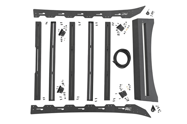 Rack it up!ΓÇ»You will have a sleek, modern look and a spacious interior when installing our new Tacoma Roof Rack. With this rack, you can transport all of your equipment with ease. In addition, our aerodynamic design will reduce wind noise, vehicle drag, and fuel consumption.\
Protect Your Ride. The Tacoma Roof Rack is finished in a corrosion-resistant black powder coat with stainless steel hardware. Our rubber edge molding protects the paint on your Tacoma and reduces vibrations/rattle. Rough Country also offers the option to add a high-power 40" front light bar allowing you to illuminate even the darkest trails\
Installation.ΓÇ»Our kit allows you to add the Tacoma Rack with easy bolt-on installation, no drilling required. So, don't go another day without the perfect solution for all your cargo carrying needs.\
Warranty.ΓÇ»Rough Country's Toyota Tacoma Roof Rack is covered under our industry-leading warranty. Give yourself peace of mind when using Rough Country's products for your truck.