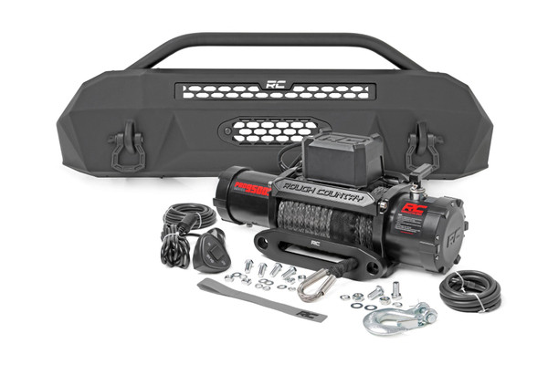 Unique Design and Stylish Appearance! Give your Tacoma's front-end a unique look Rough CountryΓÇÖs Hybrid Bumper Kit. These modular bumper kits ship in a variety of options giving you the opportunity to build your own bumper! Featuring stylish good looks this bumper is sure to set you apart from the pack.\
Modular Design. Rough CountryΓÇÖs High Clearance Bumper Kit is modular, letting you pick and choose the options you prefer. Spanning the line of our high-quality black series LED light bars and winches, YOU can decide the combination that best suits your needs! Boasting an impressive 7200 lumens of impressive lighting power you're sure to see the trails on your next outing. Each bumper features a durable steel construction and accentuates the factory lines of the Tacoma providing stunning good looks and functionality!\
Installation. Requiring drilling and trimming, an estimated timeframe of 8-10 hours is suggested to complete the installation process. With the included step-by-step instructions this high-quality unit can be assembled installed at home!\
Limited Lifetime Replacement Warranty. Rough CountryΓÇÖs Hybrid Bumper Kit is backed with a limited lifetime replacement warranty towards manufacturer defects. As such, the product is protected from structural and workmanship damage after the date of purchase. With our industry-leading warranty give yourself peace of mind when using Rough Country's Suspension products!┬á
