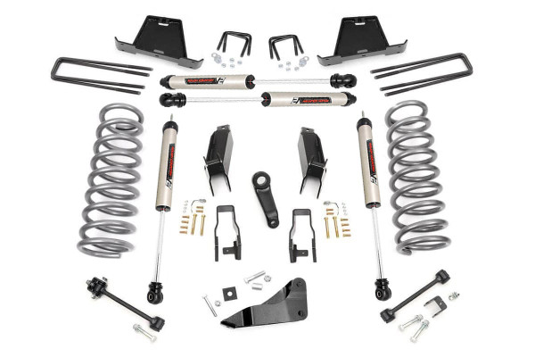 This 5in kit now includes our critically acclaimed N3 Shock Absorbers at no additional cost! Our N3 shocks are custom tuned specifically for this application - meaning you get a shock designed specifically for the weight and maneuverability of your truck. Incorporating "Velocity Sensitive Valving" technology, these shocks utilize a 10-stage variable valving process that allows for a super smooth highway ride and outstanding control in rugged off road situations from the same shock, with no need for further adjustment.\\
Featuring a brand-new control arm solution, our new Dodge 2500 Control Arm Drop Bracket System improves driveline geometry. By utilizing a set of beefy drop brackets we've eliminated the steep mounting angle often seen on 5in and larger kits. By mounting your stock arms to the reduced angle provided by our Drop Bracket System, you'll gain better ride quality and better caster angle for increased drivability.