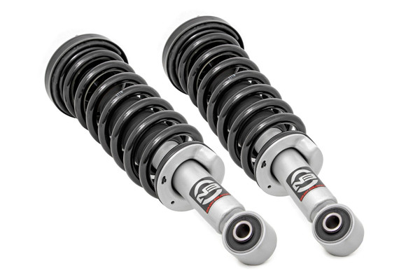 Do you want a great looking lifted truck that still rides like the day you bought it? Take your truck to new heights while preserving ride quality with Rough Country's N3 Performance Lifted Struts. Our Nitrogen charged, loaded struts add ride height to your truck while maintaining a smooth, factory-like ride. Each strut includes a pre-loaded coil for lightning-fast installation without the need for complicated strut disassembly.Rough CountryΓÇÖs Performance N3 Struts feature a massive bore and chrome-hardened piston rod with leak-proof piston seal for exceptional durability during off-road use. Each strut is specifically tuned for its intended application and includes a variable dampening system for outstanding handling and control on all road conditions. These Performance N3 Struts offer improved tire contact with the road for increased stability and performance.These struts are engineered to fit perfectly on each intended application, and feature a pre-installed coil spring for easy installation without the need for strut disassembly. Simply remove your factory strut and replace with this easy, convenient system. Add this upgrade to your lift kit for an increased ride height that mimics the factory responsiveness and handling of the OE strut. Includes a 3-year Limited Warranty.
