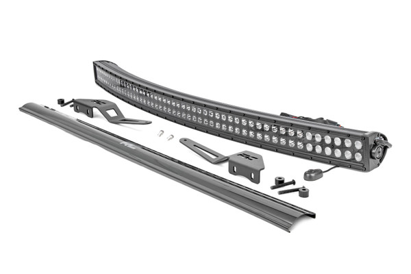 Taking to the path less traveled can be an obstacle when the sun goes down. We've created a must have solution to remedy the less illuminated paths.\
Take to the trails with Rough Country's forward facing 50" LED kit. This modern solution is the perfect accessory to provide a staggering illumination to the the FJ Cruiser line. From dusk until morning your FJ will be the pack leader with low profile solution.┬á\
Rough CountryΓÇÖs LED Light Bars include a durable die-cast aluminum, IP67 waterproof housing for unsurpassed protection against the elements. Each LED also features a premium flat-wound, braided, IP68 waterproof wiring harness with a toggle switch and in-line fuse. Tired of wind noise? Each LED Light Bar includes a set of noise silencers to eliminate harmonic vibration caused by wind hitting the light during higher speeds.\
Best of all, installation is a breeze. Simply remove the stock accessory cover and install our low profile windshield bracket and be prepared to command the dark! For peace of mind, each LED also includes Rough CountryΓÇÖs 3-year Warranty.