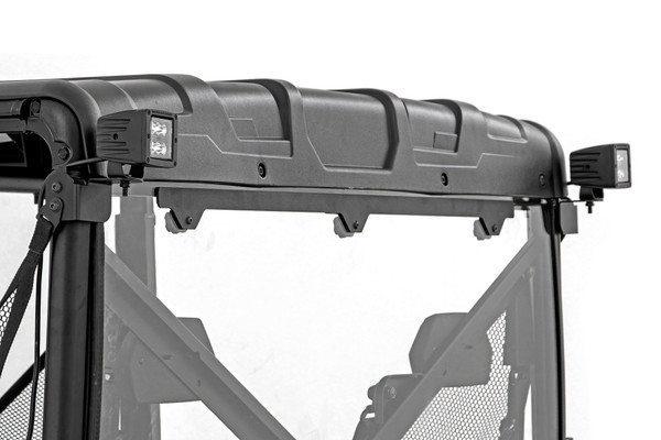 COMMAND THE DARK with Rough CountryΓÇÖs Rear-Facing Cube LED Kit for Polaris Ranger models. This handy solution includes everything you need to upgrade your Polariswith a set of 2-inch or 3-inch LED light cubes at the back of the cab for outstanding illumination.\
Whether youΓÇÖre off the beaten path at sunset or gathering all your gear before dawn, youΓÇÖll be glad to have access to additional lighting power to tackle the task at hand. With up to 13,500 lumens and 140 watts of high-intensity CREE LED output, youΓÇÖre sure to have plenty of LED power. Take your pick of our black-series 2-inch LED Cube or our 3-inch Wide Angle LED Cube!\
These all-weather lights feature a durable, IP67 Waterproof, die-cast aluminum housing and include a premium wiring harness with toggle switch and in-line fuse. Best of all, this easy-to-install kit features a 100% bolt-on installation procedure allowing you to upgrade your Ranger quickly and easily! DonΓÇÖt miss this opportunity to upgrade your UTV with one of the best Polaris Ranger Accessories available!