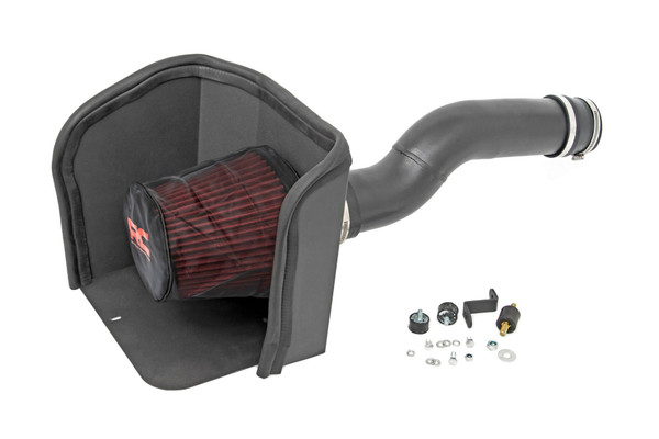 Gain increased horsepower and throttle response while protecting your engine from harmful particles and debris with Rough CountryΓÇÖs Cold Air Intake System. This intake system moves the air filter away from the stuffy engine compartment so cooler air can be circulated into the engine for an increase in power. Cooler air is denser, and brings more oxygen into the combustion chamber to help your vehicle perform at its greatest potential. The cylindrical design and large diameter tube allow Rough CountryΓÇÖs Cold Air Intake System to provide far better airflow than the factory air filter enclosed in a box.Each unit includes a premium, reusable air filter thatΓÇÖs easy to clean for a long life of great performance. This easy to install device goes on in a snap for an instant increase in performance. Includes a Limited Lifetime Warranty. \\