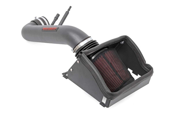 Gain increased horsepower and throttle response while protecting your engine from harmful particles and debris with Rough CountryΓÇÖs Cold Air Intake System. This intake system moves the air filter away from the stuffy engine compartment so cooler air can be circulated into the engine for an increase in power. Cooler air is denser, and brings more oxygen into the combustion chamber to help your vehicle perform at its greatest potential. The cylindrical design and large diameter tube allow Rough CountryΓÇÖs Cold Air Intake System to provide far better airflow than the factory air filter enclosed in a box.Each unit includes a premium, reusable air filter thatΓÇÖs easy to clean for a long life of great performance. This easy to install device goes on in a snap for an instant increase in performance. Includes a Limited Lifetime Warranty. \\