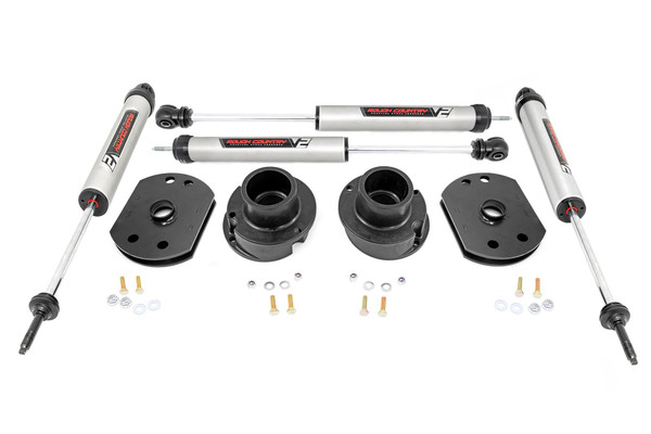 Lift, level, and smooth out your ride with Rough Country's new and improved 2.5-inch RAM 2500 Leveling Kit. Engineered to fit RAM trucks equipped with front radius arm suspension setups, this easy-to-install kit gives a big boost at an unbelievable price!\
Rough Country's durable coil spring spacers have been expertly redesigned to match the factory geometry of your truck, including the angle of the coil mounts and position of the rubber isolator, which perfectly indexes both springs to eliminate any chance of coil bowing. This kit has also been upgraded to include shock extension brackets that allow you to reuse your factory shocks at the optimum angle for your new lifted truck\
This kit also features a lightning fast, 100% bolt-on installation process that couldn't be easier or less invasive to your new vehicle. Includes Rough Country's Lifetime Replacement Warranty.