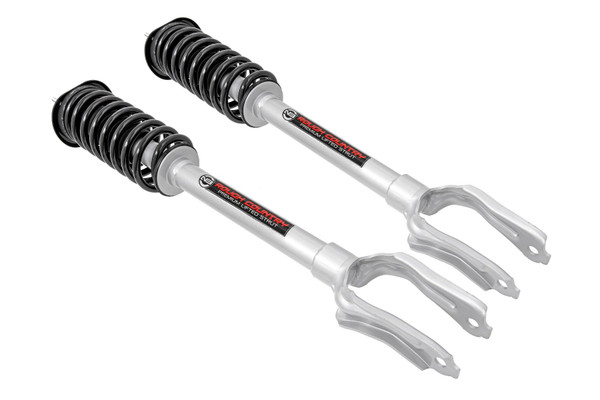 Level your vehicle from front to rear while preserving the smooth, factory ride quality with Rough Country's N3 Strut Leveling Kit! This easy-to-install kit boosts the front end, removing the unsightly factory rake and giving your Jeep┬áincreased ground clearance and aggressive good looks.Rough CountryΓÇÖs N3 Struts feature a massive bore and chrome plated piston rod with leak-proof piston seal for exceptional durability during off-road use. Each strut is tuned to OEM specs and includes a┬ávariable dampening system for outstanding handling and control on all road conditions. These struts offer improved tire contact with the road for increased stability and performance. Each lifted strut is a full replacement of your OEM equipment, engineered for a pain-free installation. Simply remove the factory strut and replace for an instant upgrade! No complicated strut disassembly required!