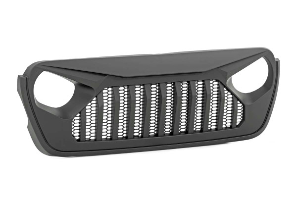 Give your Wrangler a menacing, custom look with Rough CountryΓÇÖs Multi Slot Grille for your Jeep JL, JLU, or Gladiator. This easy-to-install grille is made of a durable ABS plastic and is easily paintable to match your JeepΓÇÖs color!This head-turning upgrade features multiple grille slots and an aggressive scowl look for a unique design that sets your Jeep apart from the pack. Each grille come standard with a sharp matte black finish that fits in with any build, or is easily paintable to match any color scheme of your choosing.Rough CountryΓÇÖs Multi Slot Grille requires no cutting or drilling, and installs easily with a 100% bolt-on installation process that simply re-uses your Jeep's factory grille mounting holes. Give your Jeep a tough, aggressive look with Rough CountryΓÇÖs Multi Slot Grille! Includes a 3-year Warranty.