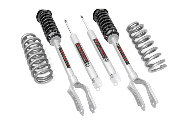 Give your Grand Cherokee increased ride height and aggressive good looks with Rough CountryΓÇÖs 2.5in Coil Spring Suspension Lift.\
This easy-to-install kit features a┬áset of replacement springs to lift and level your Grand Cherokee while providing a smooth, lush ride quality. Once installed, this kit gives your vehicle an improved look and enough ride height to run up to 33in tires.┬á\
Give your Grand Cherokee a radical transformation worthy of the Jeep name with this simple solution! Includes a Lifetime Replacement Guarantee.
