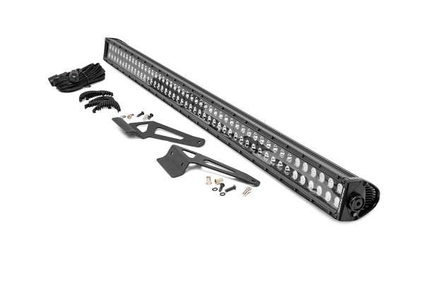 COMMAND THE DARK with Rough CountryΓÇÖs 50-inch LED Upper Windshield Kit for Can-Am Defender models. This handy solution includes everything you need to upgrade your Can-Am UTV with a 50-inch LED light bar in the perfect, forward-facing position for off-road illumination.┬á\
With over 23,000 lumens and 288 watts of high-intensity CREE LED output, you can stay out on the trails long after the sun sets! These all-weather lights feature a durable, IP67 Waterproof, die-cast aluminum housing and include a premium wiring harness with toggle switch and in-line fuse.┬á\
Best of all, this easy-to-install kit features a 100% bolt-on installation procedure allowing you to upgrade your Defender quickly and easily! DonΓÇÖt miss this opportunity to upgrade your UTV with one of the best Can-Am Defender Accessories available!