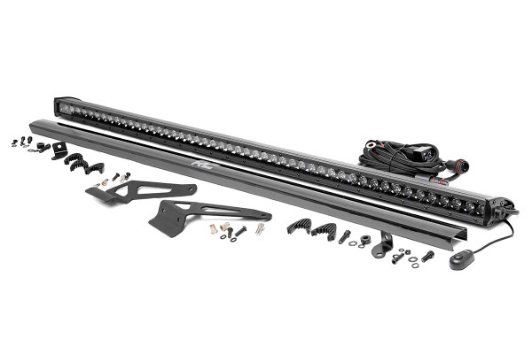 COMMAND THE DARK with Rough CountryΓÇÖs 50-inch LED Upper Windshield Kit for Can-Am Defender models. This handy solution includes everything you need to upgrade your Can-Am UTV with a 50-inch LED light bar in the perfect, forward-facing position for off-road illumination.┬á\
With over 23,000 lumens and 288 watts of high-intensity CREE LED output, you can stay out on the trails long after the sun sets! These all-weather lights feature a durable, IP67 Waterproof, die-cast aluminum housing and include a premium wiring harness with toggle switch and in-line fuse.┬á\
Best of all, this easy-to-install kit features a 100% bolt-on installation procedure allowing you to upgrade your Defender quickly and easily! DonΓÇÖt miss this opportunity to upgrade your UTV with one of the best Can-Am Defender Accessories available!