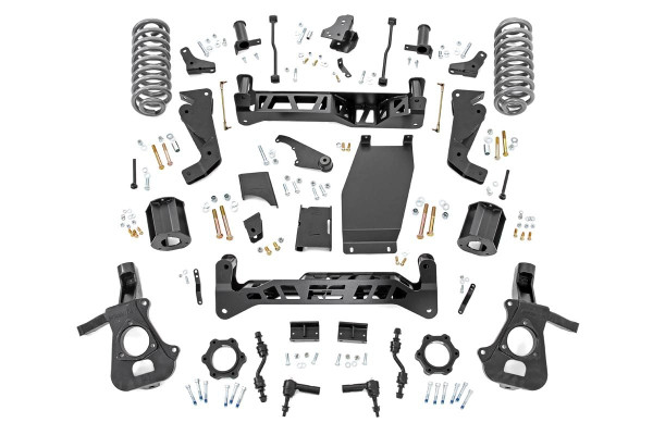 Get the look you really want with Rough Country's 6-inch Suspension Kits for the Chevrolet Tahoe and GMC Yukon. This all-inclusive kit is offered for vehicles with magnetic ride control. These premium kits provide clearance for a 305/55R20 tire while reducing the factory rake for a leveled stance and is packed with impressive features including; High clearance cross members and brackets precision laser cut for a perfect fit, a set of beefy lifted knuckles designed for optimum geometry and lifted rear coil springs that are perfectly dialed in for driving stability. Includes Rough Country's Lifetime Replacement Warranty.