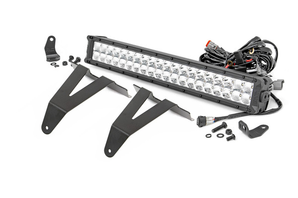 COMMAND THE DARK: Add LED illumination to the front of your 2019 RAM 1500 with Rough CountryΓÇÖs 20in Hidden Bumper LED. This sleek, discreet lighting system blends in seamlessly with the front-end design, hidden behind the mesh grille on the factory front bumper.This powerful LED application provides 120 watts of forward-facing illumination in a convenient 8 degree spot / 90 degree flood combo pattern for maximum viewability. Each Rough Country LED light features an IP67 waterproof rated durable diecast aluminum housing for a long lifespan or great performance. Each light features a premium wiring harness with in-line fuse for easy operation.Choose from Rough CountryΓÇÖs Black Series and DRL Series Light Bars. \\