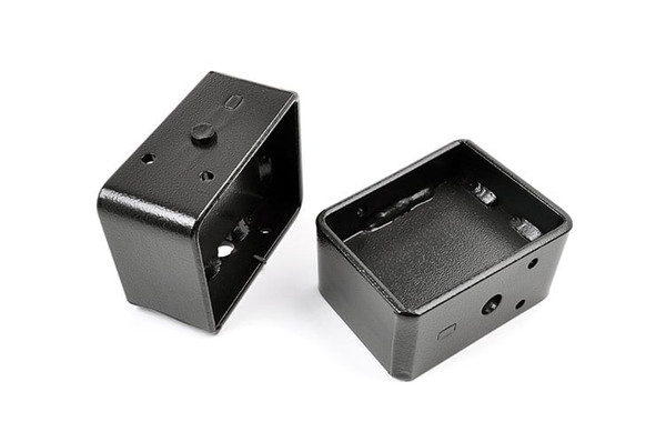Durable Components. Upgrade your rear suspension with Rough Country's Lift Block Kit. This lift block is made of fabricated steel, making it stronger, and it offers a longer lifespan than cast blocks. Giving you a 4-inch rear lift, our Lift Blocks will increase ground clearance while maintaining factory ride quality. Designed to improve your truck's weight distribution, they can extend the life of your suspension by reducing rear sag. These powder-coated black Lift Blocks are also tapered to reduce driveshaft angle. With an installation time of 2-3 hours, Rough Country's Suspension Lift Blocks offer an inexpensive way to easily add lift to the rear suspension of your truck, jeep, or SUV.ΓÇ»