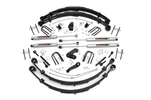 Unleash True Off-Road Performance: The 6" Lift Kit for Jeep YJ is engineered by Rough Country's R&D team to deliver the ultimate balance of aggressive off-road capability and smooth highway comfort.Premium Lifted Leaf Springs: This kit includes application-tuned, double-tapered leaf springs with Teflon pad inserts, providing a softer ride without compromising durability or strength.Enhanced Handling and Control: Outfitted with a power steering pitman arm and stainless steel braided brake lines, your Jeep maintains precise steering and braking performance even under extreme conditions.Next-Level N3 Shock Absorbers: The included nitrogen-charged N3 shocks are specifically tuned for YJ applications, delivering unmatched control, articulation, and a smooth, stable ride on and off the road.Quick-Disconnect Flexibility: Designed for enhanced suspension articulation, the kit lets you tackle rugged terrain with confidence and ease.Optimized Highway Comfort: Enjoy a ride that's as refined on paved roads as it is capable on trails, giving you the best of both worlds in one complete suspension upgrade.