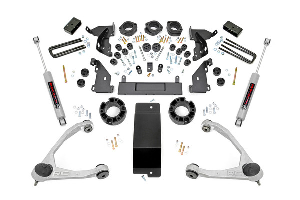 This 4.75-inch combo kit features our Nitrogen charged N3 Shocks offer the best in balanced performance for on and off-road use, featuring a 10-stage velocity sensitive valving custom tuned for this specific application. That means these shocks are specifically valved for use with this specific vehicle and lift combo, giving you unparalleled performance for any driving situation.This innovative kit combines our new 1.25-inch Body Lift with our popular 3.5-inch Suspension Lift for a big lift height without breaking the bank. Includes N3 Shocks and MOOG Ball-Joints.This kit also features upgraded Ball Joints by MOOG, the most trusted name in Ball Joint design. Easy to install and easier to maintain than any other joint on the market, the Moog Ball Joint system utilizes two powdered-metal "gusher" bearings with grease grooves to provide the most durable wear surface available. A sealed boot design with grease-relief valve keeps contaminants out while providing a sealed, serviceable environment.Also included in this kit are a set of fabricated rear blocks. Fabricated blocks are stronger and offer a longer lifespan than cast blocks while being less susceptible to damage and the environment.\\