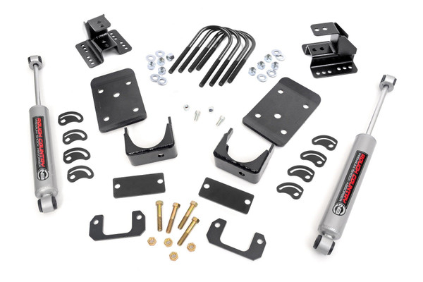 If you want to easily transform the look of your truck, look no further than Rough Country's 2in / 4in Lowering Kit w/ N3 Shocks for┬áGM 1500 2WD pickups. Our easy-to-install Lowering Kit is a total transformation, offering a sleek, modern look while supplementing the rear suspension! Unlike most lowering kits, This package includes a set of rear N3 Shocks for a smooth, balanced ride - meaning an upgrade to both the look AND feel of your vehicle, all at an incredible price.A set of plate steel front lowering spacers with Grade 9 Hardware and hardened washers offer plenty of strength and durability to drop the ride height of your truck by 2in in the front and 4in in the rear, offering a sleek, level drop while keeping other crucial components in line.