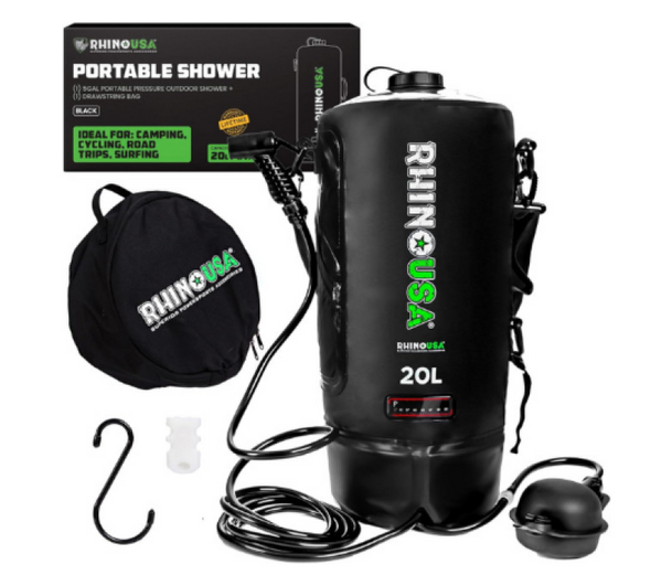 5 Gallon Portable Pressurized Camp Shower - Black - CA-SHPOR-BLK User 1