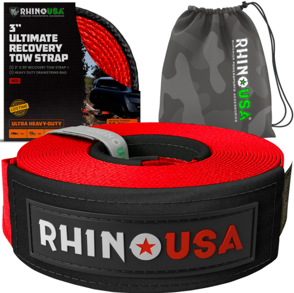 Rhino USA Ultimate Recovery Tow Strap 3In X 20Ft - Red - RG-TS3X20-RED User 1