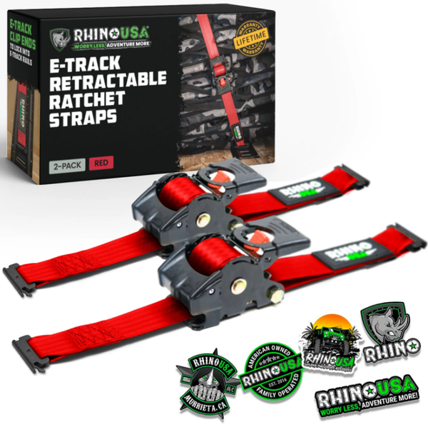 Rhino USA Retractable Ratchet Straps (2Pk 1Inx10Ft) Red - TD-RSRE1X10-2RED User 1