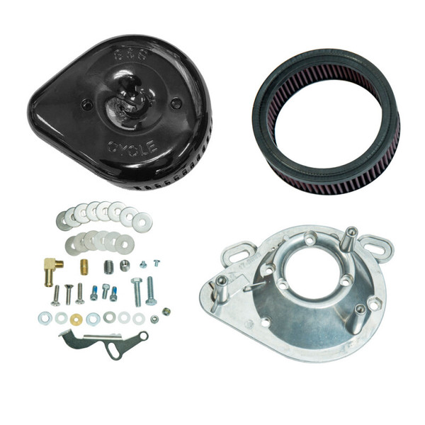 S&S Cycle 84-99 BT w/ Super E/G Carb Stealth Air Cleaner Kit w/ Gloss Black Slasher Teardrop - 170-0771 Photo - Primary