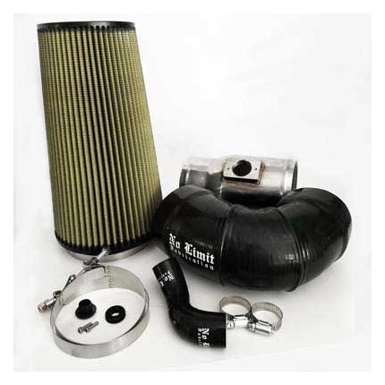 No Limit Fabrication - 6.4 PowerStroke Cold Air Intake, Polished, Dry Filter, Mod Turbo 5.5” Inlet - 64CAIPD5.5