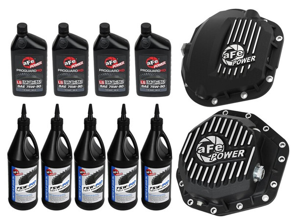 aFe Power Front/Rear Diff Cover Kit w/ Oil 17-22 Ford Diesel V8 (Dana Super 60 & Dana M275-14) - 46-7705AB Photo - Primary