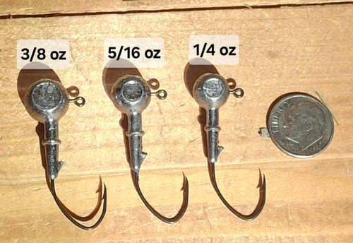 3/8 oz - 5/16 oz - 1/4 oz Roundhead SE Jigs - Unpainted