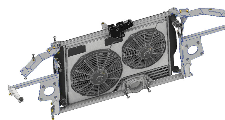 B5 Radiator mounted aluminum fan shroud