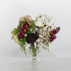 Faux Hydrangea, Rose and Dahlia Stems in Glass Pedestal Vase