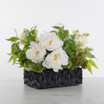 Faux White Peony and Lilacs in Carved Rectangle Pot