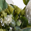 Faux White Protea and Rosemary in Square Glass Vase