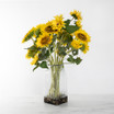 Faux Sunflower Stems in Glass Vase