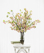Faux Pink Cherry Blossom Stems in Glass Vase