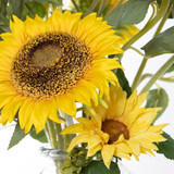 Faux Sunflower Stems in Glass Vase