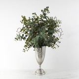 Faux Eucalyptus Stems and Twigs in Tin Urn